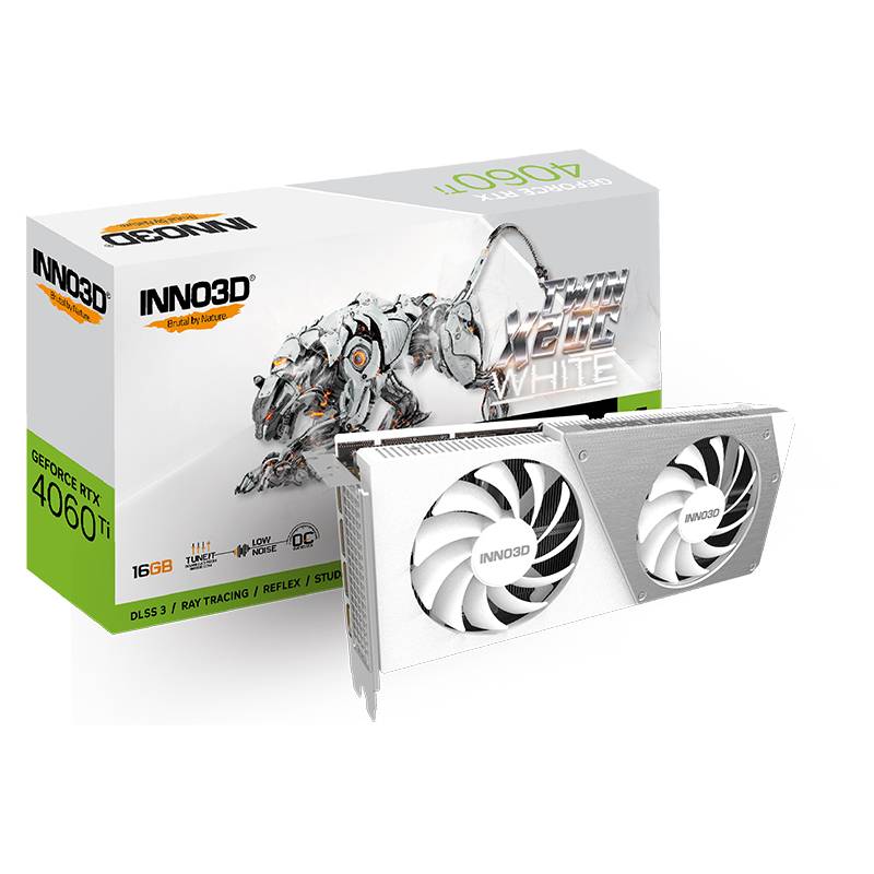 Graphics Card (16GB) INNO3D GeForce RTX 4060Ti TWIN X2 OC WHITE